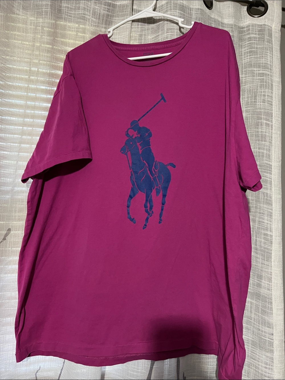 Ralph Lauren Short-Sleeve Tee in Magenta with Navy Polo Player